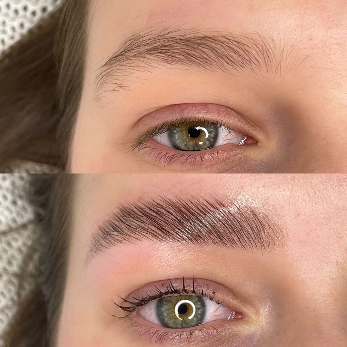 Brow Lamination before and after
