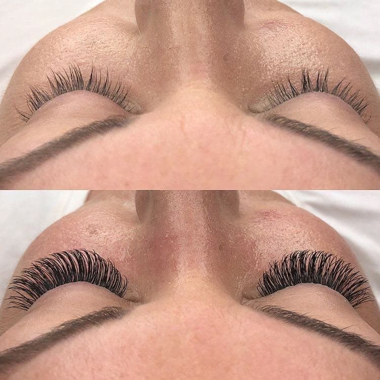Russian Lash Extensions before and after
